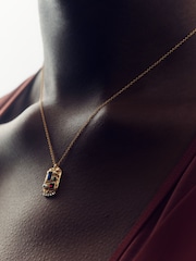 Reiss Gold Tone Skylar Crystal Rectangle Pendant Necklace - Image 1 of 6