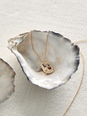 Reiss Gold Tone Skylar Crystal Rectangle Pendant Necklace - Image 3 of 6