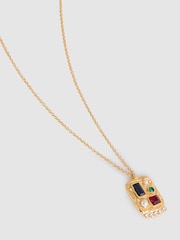 Reiss Gold Tone Skylar Crystal Rectangle Pendant Necklace - Image 5 of 6