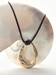 Reiss Gold Tone Momo Molten Link Pendant Necklace - Image 1 of 5