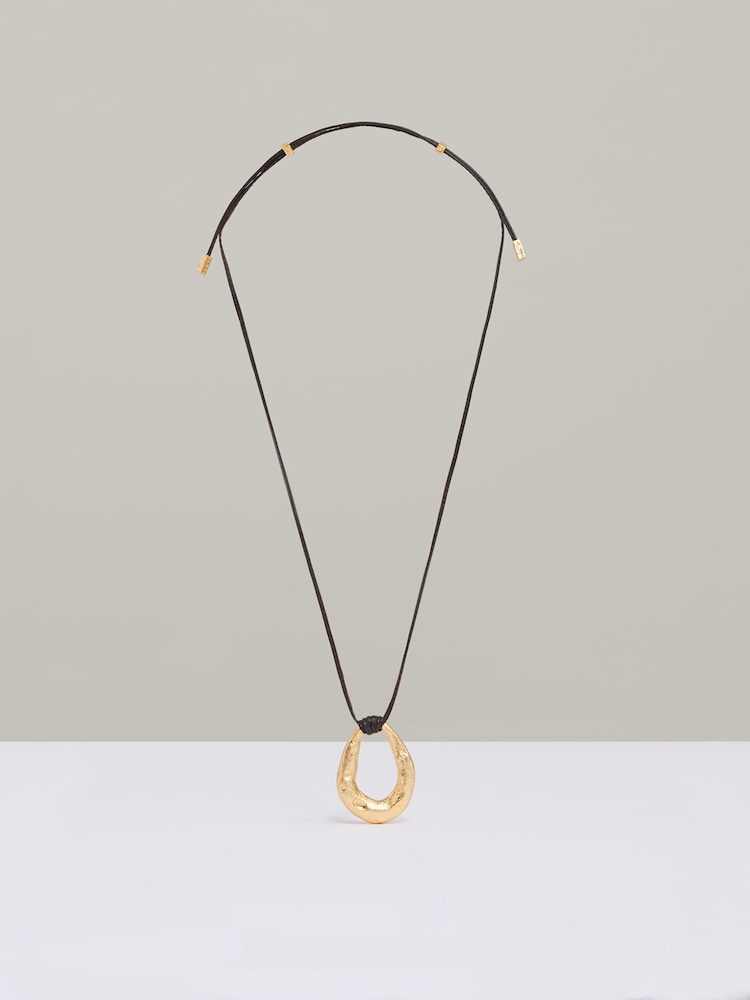Reiss Gold Tone Momo Molten Link Pendant Necklace - Image 2 of 5