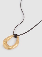 Reiss Gold Tone Momo Molten Link Pendant Necklace - Image 4 of 5