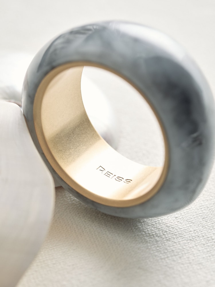Reiss Gold Tone Ciara Curve Marble Bangle - Image 3 of 3