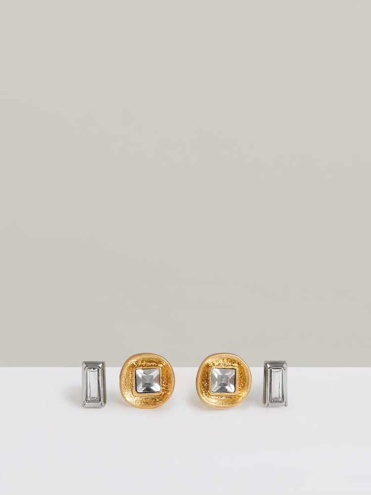 Reiss Grey Micro Curve Studs Earrings 2 Pack - Image 1 of 3