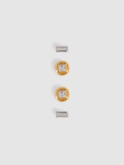 Reiss Grey Micro Curve Studs Earrings 2 Pack - Image 3 of 3