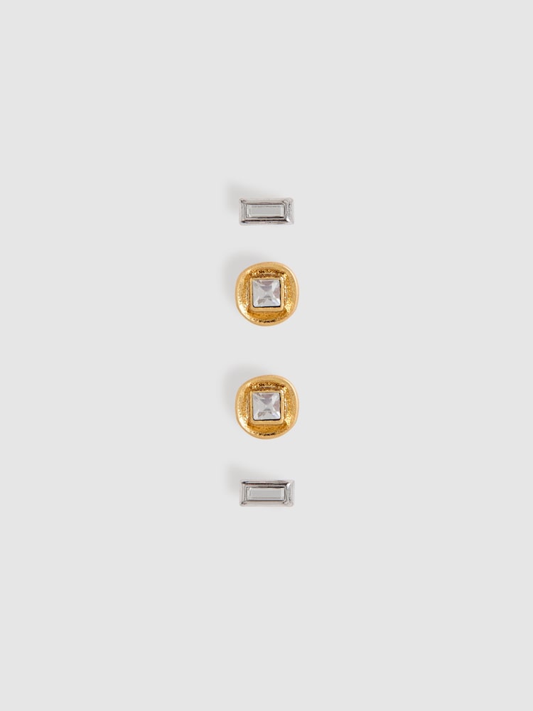 Reiss Grey Micro Curve Studs Earrings 2 Pack - Image 3 of 3
