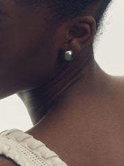 Reiss Silver Tone Pollie Polished Ball Huggie Earrings - Image 2 of 4