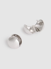 Reiss Silver Tone Pollie Polished Ball Huggie Earrings - Image 3 of 4