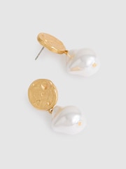 Reiss Gold Tone Maya Molten Faux-Pearl Drop Earrings - Image 3 of 4