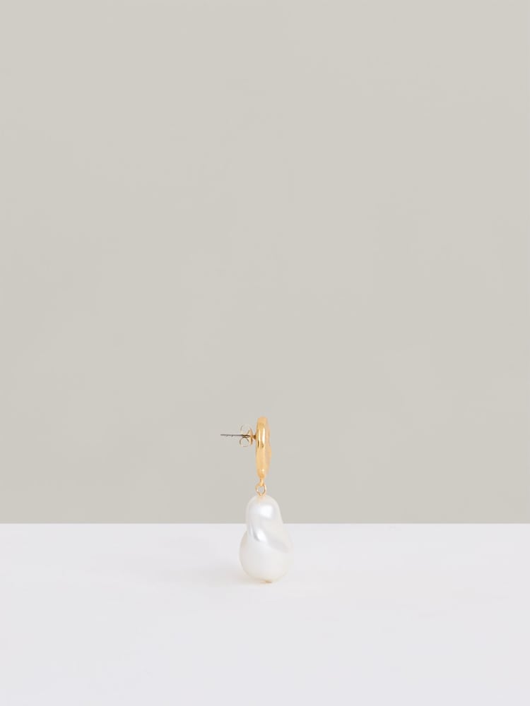 Reiss Gold Tone Maya Molten Faux-Pearl Drop Earrings - Image 4 of 4