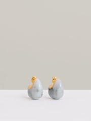 Reiss Gold Tone Carlotta Curve Marble Scoop Earrings - Image 1 of 4