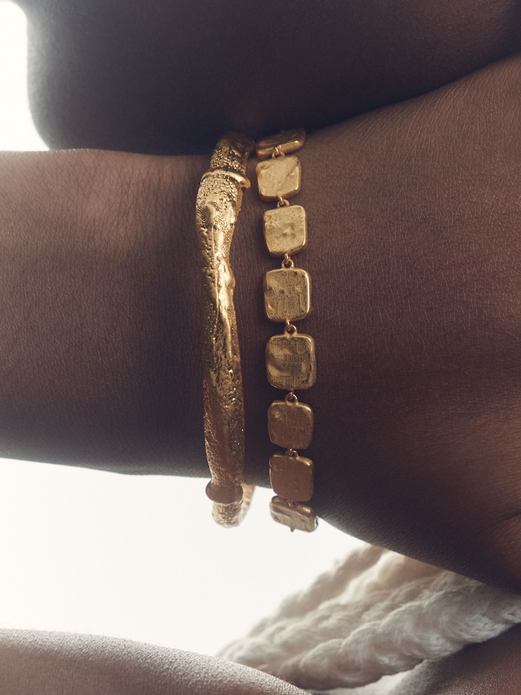 Reiss Gold Tone Monisha Molten Curve Bangle - Image 2 of 3