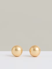 Reiss Gold Pollie Polished Ball Huggie Earrings - Image 1 of 4