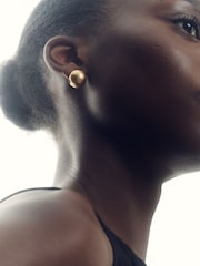 Reiss Gold Pollie Polished Ball Huggie Earrings - Image 2 of 4