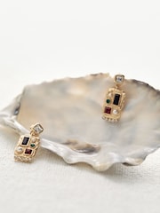 Reiss Gold Tone Skylyn Crystal Rectangle Drop Earrings - Image 1 of 4