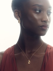 Reiss Gold Tone Skylyn Crystal Rectangle Drop Earrings - Image 2 of 4