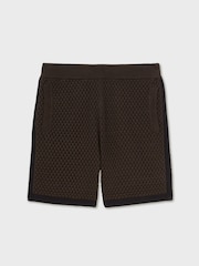 Reiss Chocolate/Navy Butler Cotton-Blend Crochet Shorts - Image 2 of 6