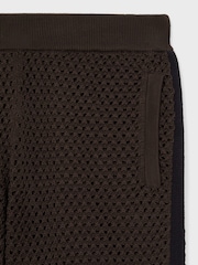 Reiss Chocolate/Navy Butler Cotton-Blend Crochet Shorts - Image 6 of 6