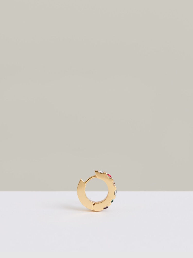Reiss Gold Tone Sadie Crystal Huggie Earrings - Image 4 of 4