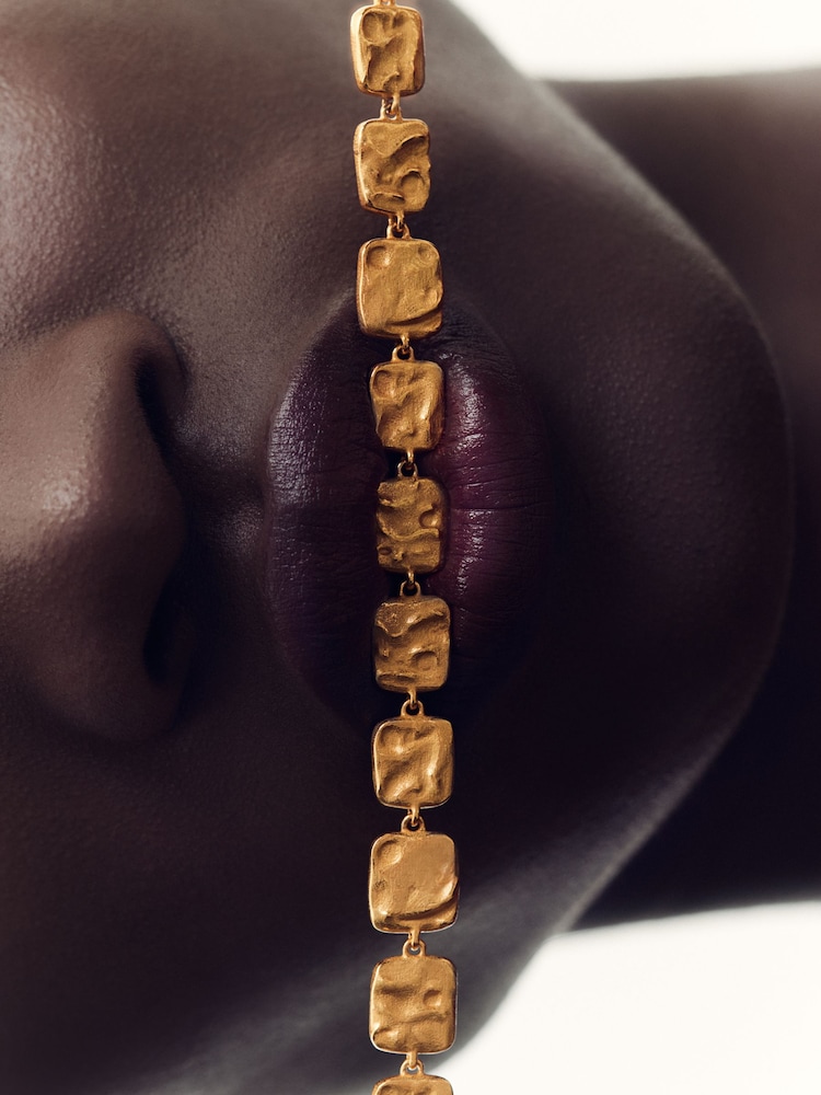 Reiss Gold Tone Mila Molten Square Necklace - Image 1 of 4