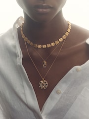 Reiss Gold Tone Mila Molten Square Necklace - Image 4 of 4