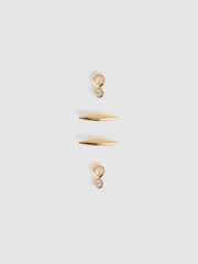 Reiss Gold Tone Minnie Micro Faux-Pearl And Bar Stud Earrings Set - Image 1 of 3