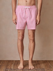 Reiss Pink/White Corva Reiss | Ché Stripe Swim Shorts - Image 4 of 9
