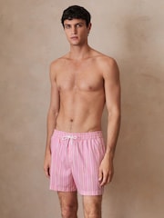 Reiss Pink/White Corva Reiss | Ché Stripe Swim Shorts - Image 5 of 9