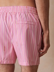 Reiss Pink/White Corva Reiss | Ché Stripe Swim Shorts - Image 8 of 9