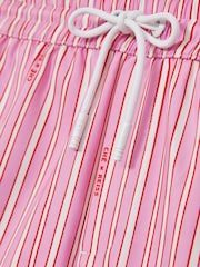 Reiss Pink/White Corva Reiss | Ché Stripe Swim Shorts - Image 9 of 9