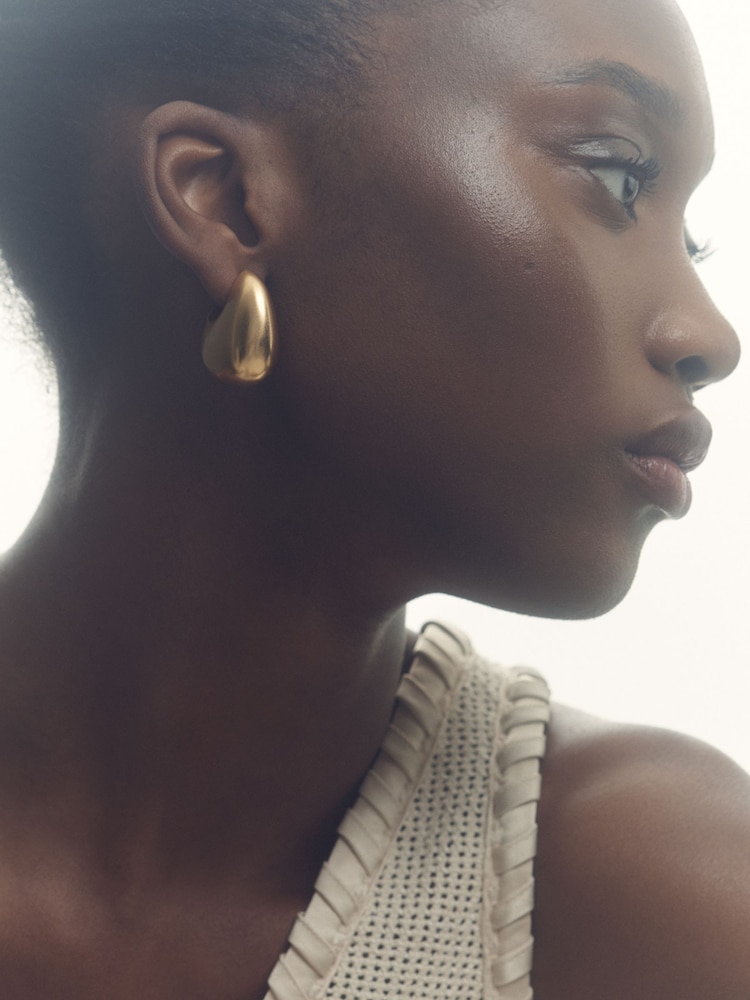 Reiss Gold Tone Calla Curve Scoop Earrings - Image 2 of 4