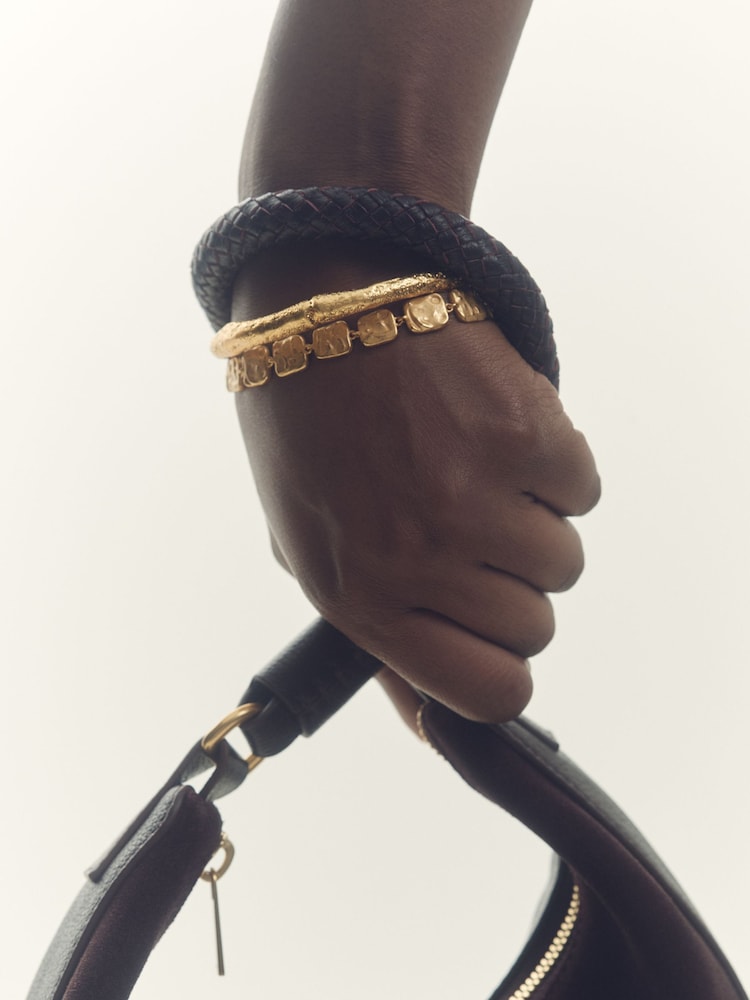 Reiss Gold Tone Millie Molten Square Bracelet - Image 1 of 4