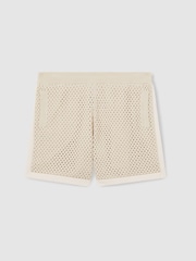Reiss Taupe/Off White Butler Cotton-Blend Crochet Shorts - Image 2 of 5