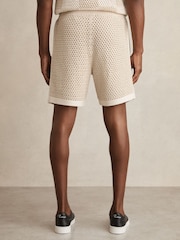 Reiss Taupe/Off White Butler Cotton-Blend Crochet Shorts - Image 5 of 5