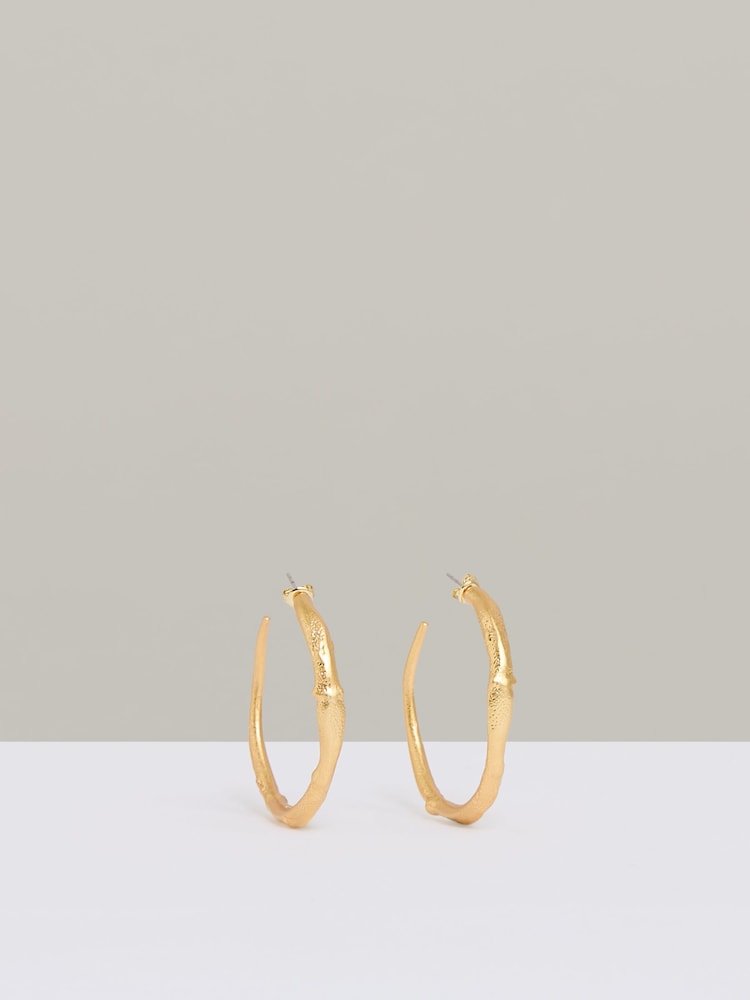 Reiss Gold Tone Molly Molten Hoop Earrings - Image 1 of 4
