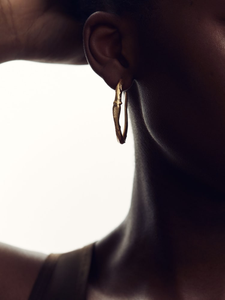 Reiss Gold Tone Molly Molten Hoop Earrings - Image 2 of 4