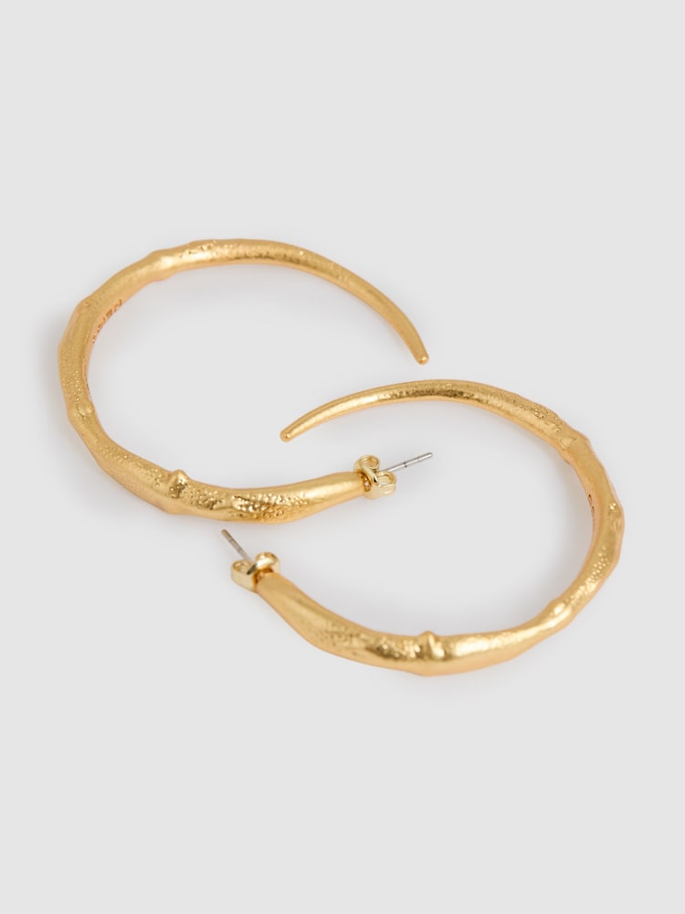 Reiss Gold Tone Molly Molten Hoop Earrings - Image 4 of 4