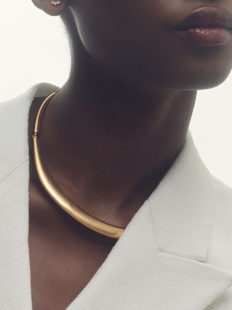 Reiss Gold Tone Poppy Polished Curve Choker - Image 1 of 4