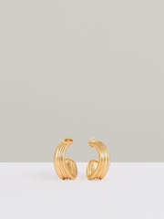 Reiss Gold Tone Flavia Fluid Hoop Earrings - Image 1 of 4