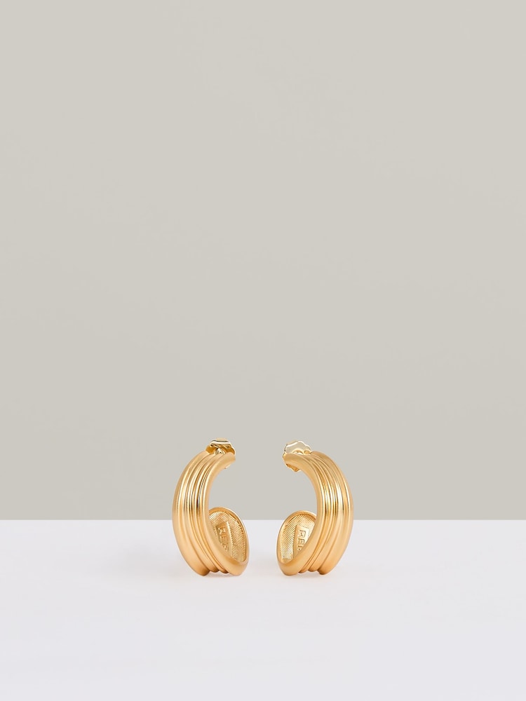 Reiss Gold Tone Flavia Fluid Hoop Earrings - Image 1 of 4