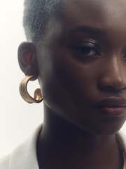 Reiss Gold Tone Flavia Fluid Hoop Earrings - Image 2 of 4