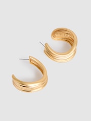 Reiss Gold Tone Flavia Fluid Hoop Earrings - Image 3 of 4