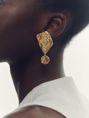 Reiss Gold Tone Mason Molten Large Drop Earrings - Image 1 of 5