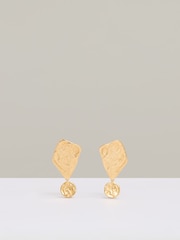 Reiss Gold Tone Mason Molten Large Drop Earrings - Image 2 of 5