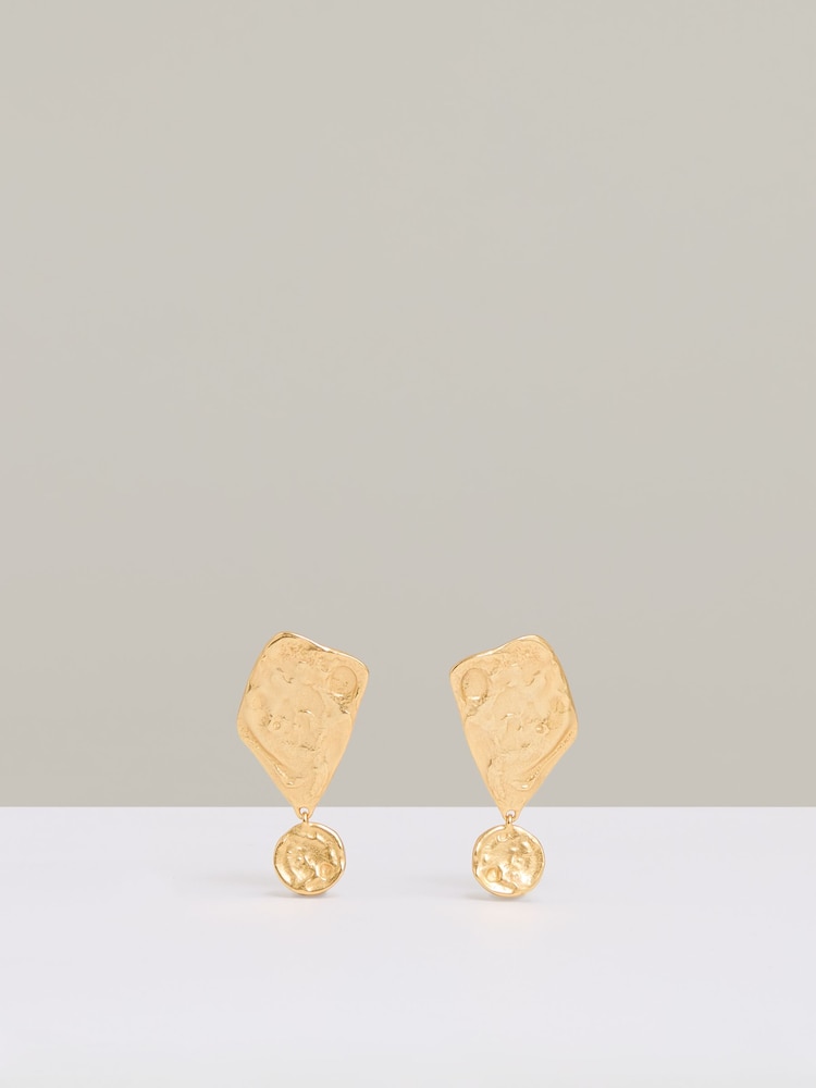 Reiss Gold Tone Mason Molten Large Drop Earrings - Image 2 of 5