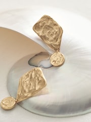 Reiss Gold Tone Mason Molten Large Drop Earrings - Image 3 of 5