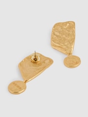 Reiss Gold Tone Mason Molten Large Drop Earrings - Image 4 of 5