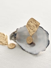 Reiss Gold Tone Mason Molten Large Drop Earrings - Image 5 of 5
