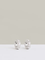 Reiss Silver Tone Sadie Crystal Huggie Earrings - Image 1 of 4