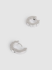 Reiss Silver Tone Sadie Crystal Huggie Earrings - Image 3 of 4